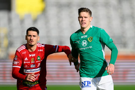 Skövde AIKs Aldin Basic och Jönköpings Södras Taylor