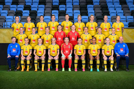 The Swedish women's national football team poses for a team