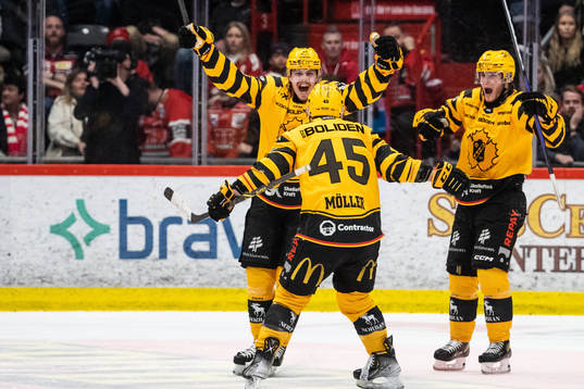 Skellefteås Jonathan Johnsson jublar med Oscar Möller