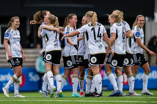 Emilie Marie Joramo of Rosenborg celebrates after scoring the 1-0 goal