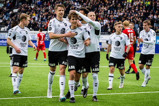 Filip Jørgensen of Odd celebrates after scoring the 1-0 goal