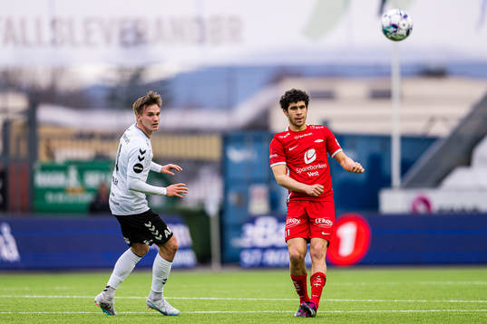 Conrad Wallem of Odd and Isak Tomar Hjorteseth of Brann