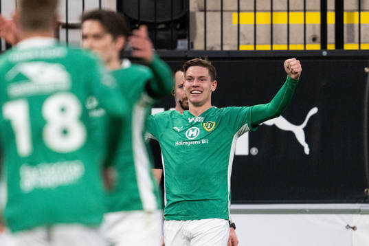 Jönköpings Södras Taylor Silverholt jublar