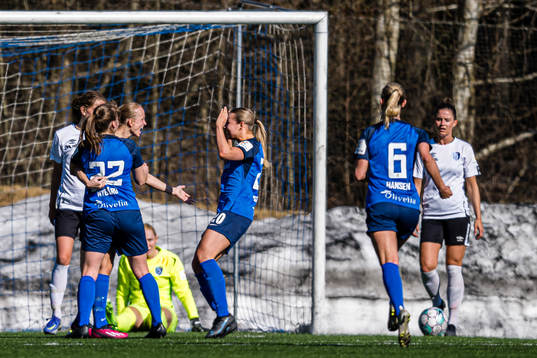Celina Opland Smith of Grei celebrates after scoring the 1-0 goal