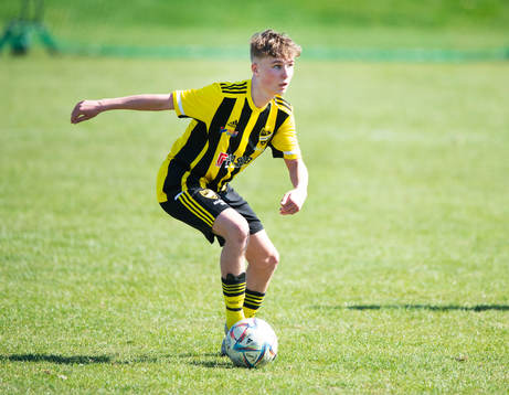  IFK Hässleholm Noah Flink i matchen i U17 mellan IFK Hässleholm och FC Rosengård i Hässleholm 22 april 2023.