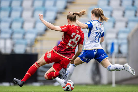 Djurgårdens Matilda Plan och IFK Norrköpings Sabina Ravnell