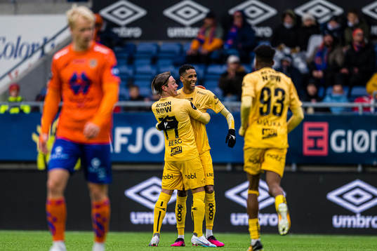 Amahl Pellegrino of Bodø/Glimt celebrates after scoring the 0-3 goal