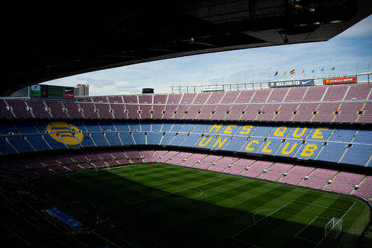 General view of Camp Nou ahead of the UEFA Women's Champions League football match between Barcelona and Chelsea on April 27, 2023 in Barcelona. 