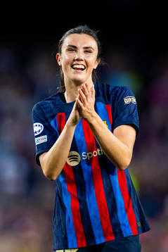 Ingrid Syrstad Engen of Barcelona celebrates