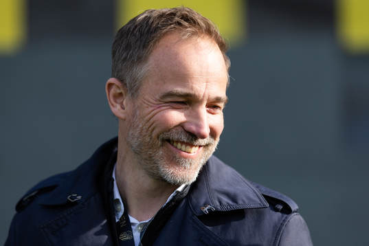 Fotbollsansvarig dam elit Christian Lundström innan fotbollsmatchen i Damallsvenskan mellan Häcken och IFK Norrköping den 28 april 2023 i Göteborg. 