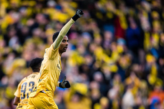 Amahl Pellegrino of Bodø/Glimt celebrates after scoring the 1-2 goal