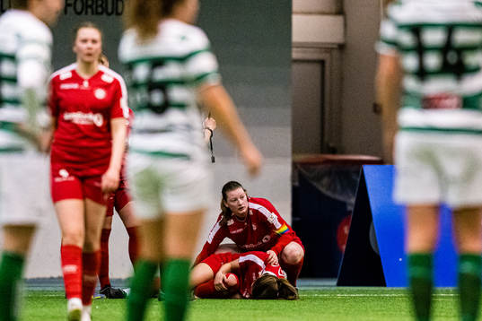 Marthe Hansen of Grand Bodø in pain