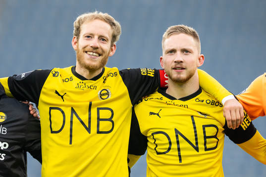 Gjermund Åsen and Eskil Edh of Lillestrøm celebrate