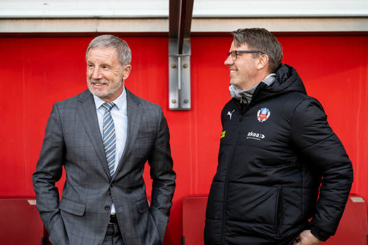 Helsingborgs tränare Stuart Baxter och assisterande tränare Hans Eklund