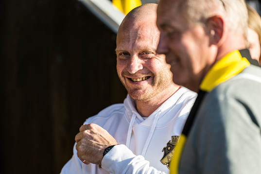 AIKs tränare Andreas Brännström och Mjällbys sportchef Hasse Larsson