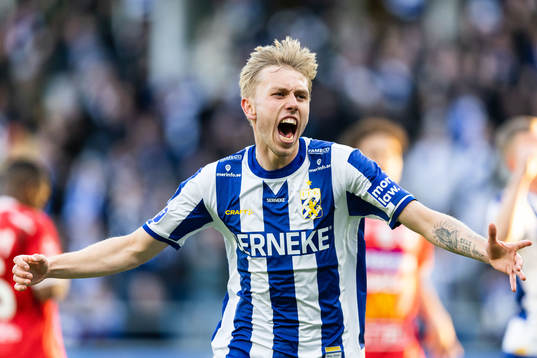 IFK Göteborgs Elias Hagen jublar efter 5-0
