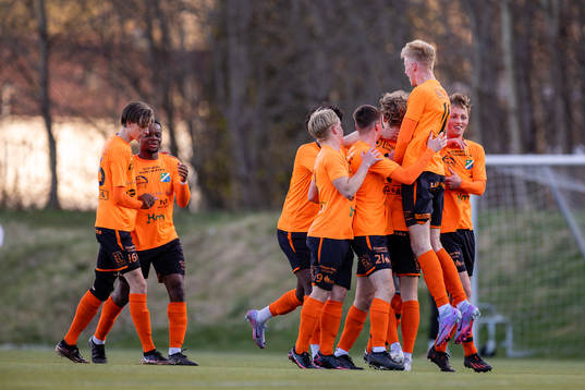 Älmeboda/LInneryds spelare jublar efter mål 0-1