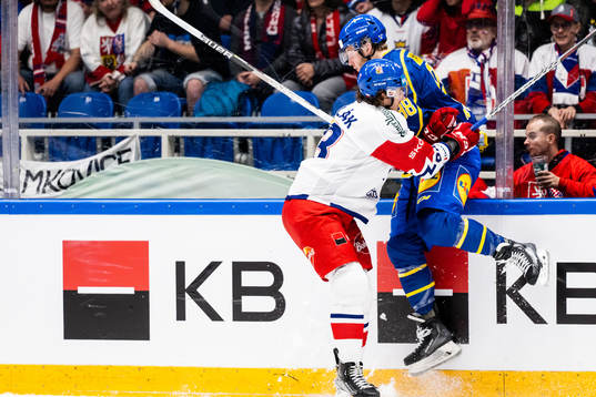 Lukas Sedlak of Czech Republic and Alexander Nylander of