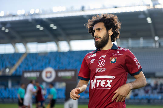 Örgrytes Hady Saleh Karim innan fotbollsmatchen i Superettan mellan Örgryte och Öster den 8 maj 2023 i Göteborg. 
