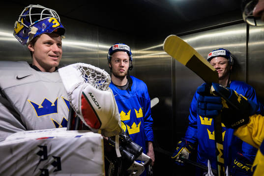 Goaltender Lars Johansson, Alexander Nylander and Lucas