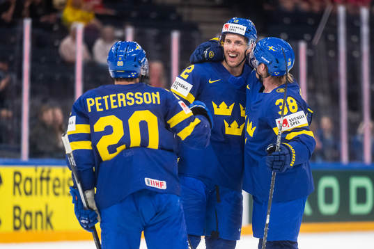 André Petersson, Patrik Nemeth and Rasmus Sandin of Sweden