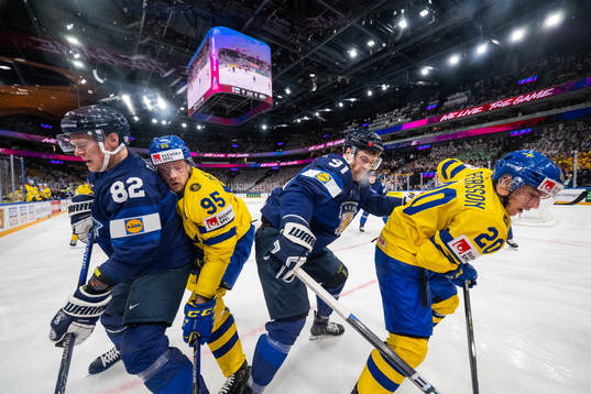 Harri Pesonen and Juho Lammikko of Finland compete for the