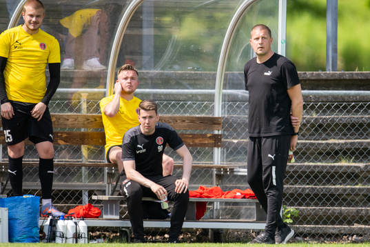 Hittarp IKs tränare Mikael Wickander och assisterande tränare Daniel Björnberg