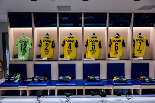 General interior view of the Lillestrøm SK dressing room at Ullevaal Stadion ahead of the cup final between Brann and Lillestrøm on May 20, 2023 in Oslo.
