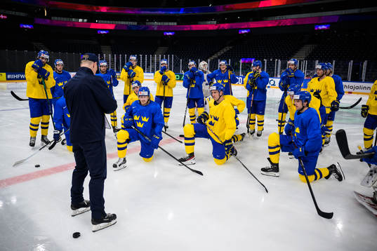 Assistant coach Nicklas Rahm of Sweden gives instructions