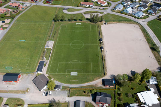 Drönarvy av Allevi idrottsplats