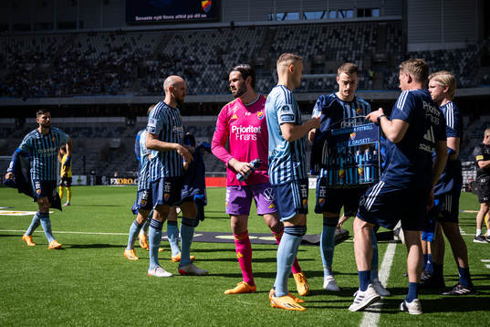 Djurgårdens Marcus Danielson, målvakt Tommi Vaiho, Piotr Johansson och Jesper Löfgren