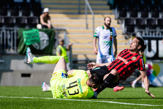 Varbergs målvakt Stojan Lukic och Brommapojkarnas Nikola