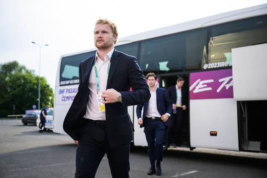 Carl Grundström of Sweden arrives to the arena for the