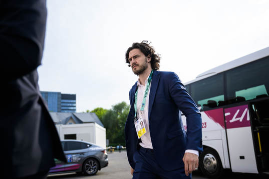 Dennis Everberg of Sweden arrives to the arena for the 2023