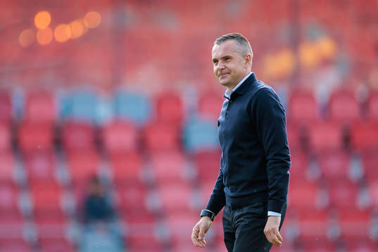 Östers tränare Srdjan Tufegdzic före fotbollsmatchen i Superettan mellan Öster och Landskrona den 26 maj 2023 i Växjö. 