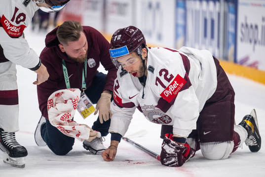 Janis Jaks of Latvia in pain