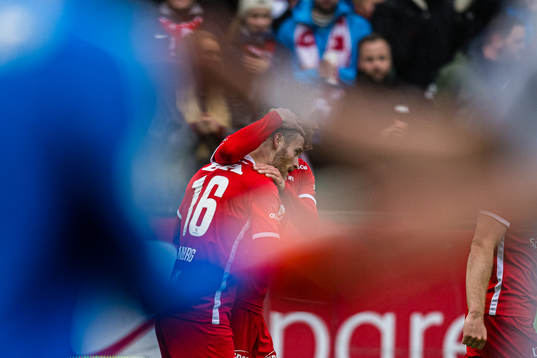 Ole Didrik Blomberg of Brann celebrates after scoring the 2-0 goal