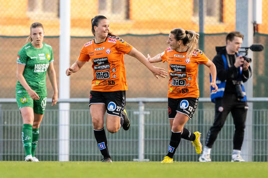 Kristianstads Josefin Harrysson och Emma Petrovic jublar