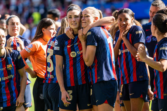 Ingrid Syrstad Engen and Fridolina Rolfö of Barcelona