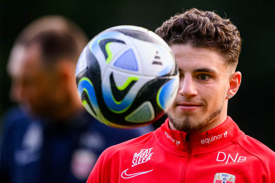 Christos Zafeiris of the Norwegian under-21 national football team at a training session