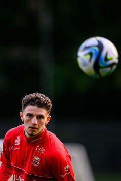 Christos Zafeiris of the Norwegian under-21 national football team at a training session