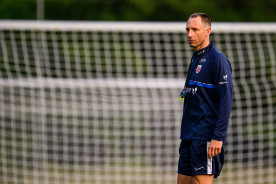 Assistant coach Terje Skjeldestad of the Norwegian under-21 national football team at a training session