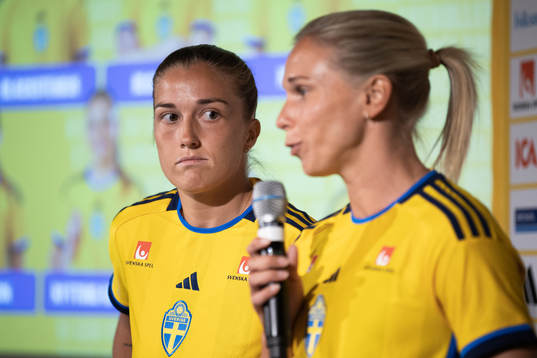 Filippa Angeldahl and Jonna Andersson of the Swedish women's national football team