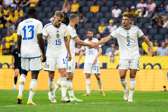 Jesper Karlström and Edvin Kurtulus of Sweden celebrates