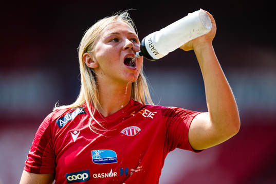 Maria Hovmark of Avaldsnes ahead of the Toppserien football match between Brann and Avaldsnes on June 18, 2023 in Bergen.