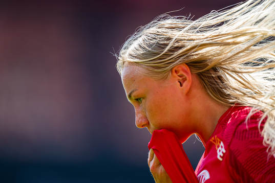 Maria Hovmark of Avaldsnes ahead of the Toppserien football match between Brann and Avaldsnes on June 18, 2023 in Bergen.