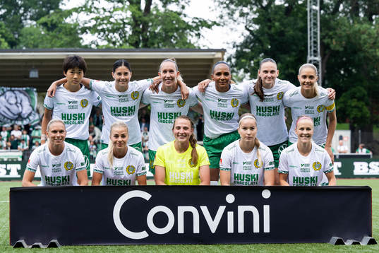 Hammarbys startelva, Maika Hamano, Kyra Cooney-Cross, Julia Roddar, Madelen Janogy, Vilde Hasund, Alice Carlsson, Jonna Andersson, Lotta Ökvist, målvakt Anna Tamminen, Eva Nyström och Adelina Engman