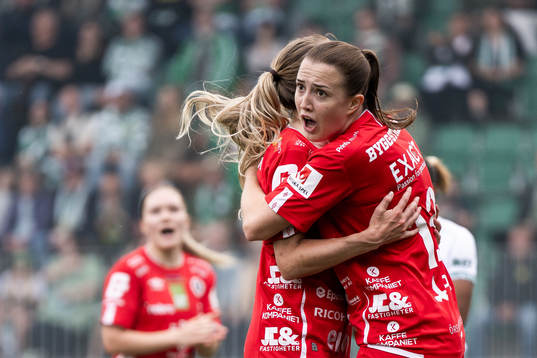 Örebros Michaela Kovacs och Maja Regnås Valcic jublar