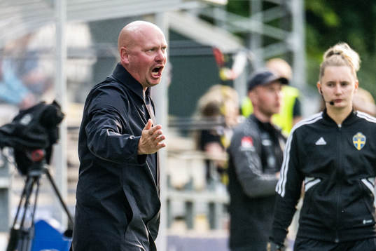 FC Rosengårds assisterande tränare Joel Kjetselberg reagerar