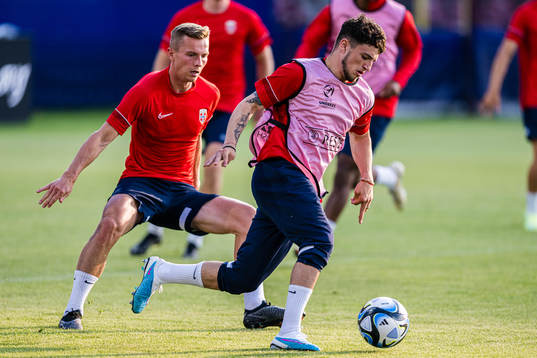 Johan Hove and Christos Zafeiris of the Norwegian under-21